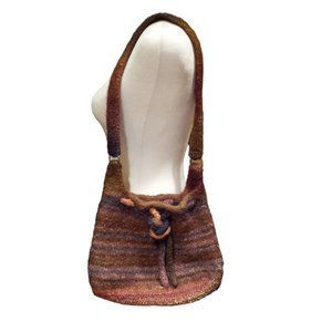 Felted bag boho purse handknit multicolor natural fibers wool and soy blend